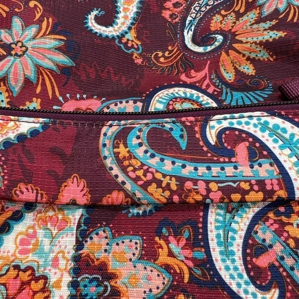 VERA BRADLEY RIPSTOP PACKABLE BACKPACK BURGUNDY & TEAL PAISLEY FLORAL